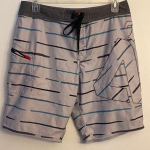 Matix Gabe Kling Signature Design Gray Stripes Board Shorts Swim Trunks Men’s 36